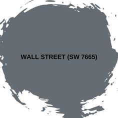 the words wall street sw 765 are painted in black on a gray background with white spots