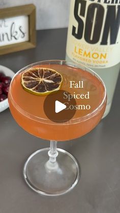 the fall spiced cosmo cocktail is ready to be served