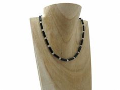 slim handmade necklace with Black Onyx tube beads & sparkly crystals from Austria for less than £20 Crystals Necklace, Black Onyx Necklace, Onyx Necklace, Sterling Silver Jewellery, Black Necklace, Silver Jewellery, Gifts For Mum