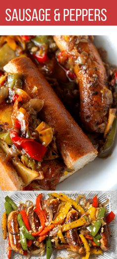 sausage and peppers are the main ingredients in this meal