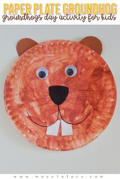 paper plate groundhog craft for kids with the words groundhogs day activity for kids