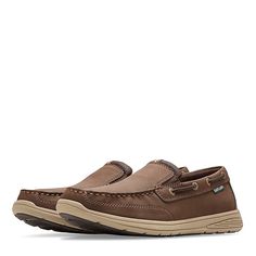 Eastland 1955 Edition BRENTWOOD Brown Outdoor Slip-on Sneakers With Rubber Sole, Brown Slip-on Sneakers With Rubber Sole For Outdoor, Brown Slip-on Walking Shoes With Contrast Sole, Brown Slip-on Sneakers, Casual Moc Toe Slip-ons With Contrast Sole, Brown Slip-on Sneakers With Ortholite Insole, Brown Slip-on Moc Toe Sneakers, Brown Slip-on Sneakers With Moc Toe, Slip-on Low-top Boat Shoes With Rubber Sole