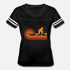 Bowler T-Shirts - Retro Style Bowler Vintage Bowling - Women's Vintage Sport T-Shirt black/white Bowling T Shirts, Vintage Sport, Golden Anniversary, Acid Wash Jeans, Rock T Shirts, Bowling Shirts, Pop Rock, 80th Birthday