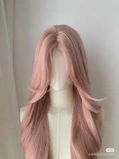 Peach Color Hair, Pink Beige Hair, Pink Hair Wig, Peach Hair Color, Wigs Pink, Pretty Hair Cuts, Korean Hair Color, Pastel Pink Hair, Hair Style Korea