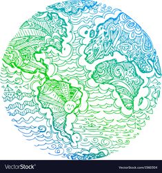 earth green sketched doodle Royalty Free Vector Image