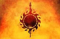 the sun symbol is painted on an orange and yellow background