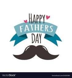 happy fathers day with a mustache and ribbon