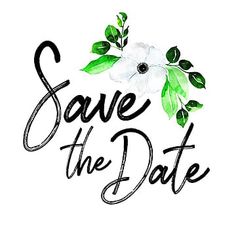 save the date with flowers and leaves