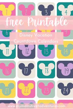 the free printable disney vacation calendar for kids is perfect to use in any child's room