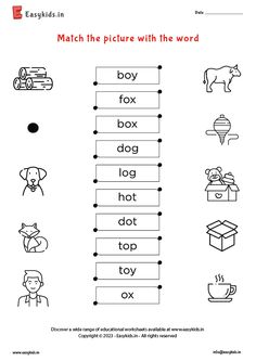 the worksheet for matching words with pictures