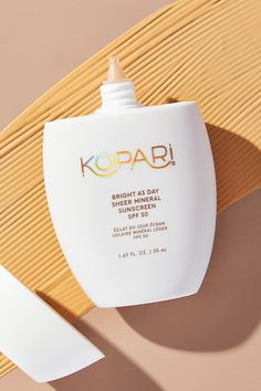 A 100% mineral facial sunscreen that not only shields against UVA/UVB rays but blends in for a sheer, glowy finish. Suitable for all skin tones, it's your daily defense for a brighter, more even, and protected complexion. | Bright As Day Sheer Mineral Sunscreen SPF 50 by Kopari in Green at Anthropologie Clove Bud, Skin Care Serum, Spf Sunscreen, Tropical Fruit, Beauty Wellness