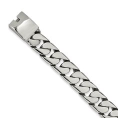 Item Specification: Finish:Polished Length of Item:8.5 in Chain Length:8.5 in Chain Width:17.19 mm Clasp /Connector:Box Catch Feature:Solid Manufacturing Process:Casted Material: Primary:Stainless Steel Item Weight U/M:gm Width of Item:17.19 mm Packaging:Gift Boxed Product Type:Jewelry Jewelry Type:Bracelets Sold By Unit:Each Bracelet Type:Contemporary Material: Primary - Color:White Number of Elements:1 Items per Pack:1 Woven Necklace, Stainless Steel Polish, Wide Bracelet, Jewelry Online Shopping, Contemporary Jewelry, Beaded Stretch Bracelet, Steel Metal, Beautiful Gift Boxes, Bracelet Sizes