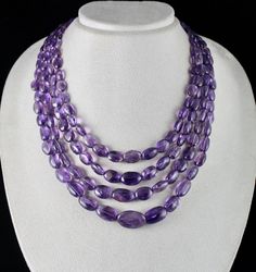 PRODUCT DETAILS LINE 4 /CTS 662 NATURAL AMETHYST LONG TUMBLE BEADS ULTIMATE RARE SIZE NATURAL BEADS SIZES OF THE BEADS ARE FROM 22 MM TO 6 MM LENGTH OF THE NECKLACE IS 15 INCHES OUTER LENGTH OF THE NECKLACE IS 19 INCHES GRAB IT NOW!! FINE PURPLE COLOR BEST LOWEST PRICE OFFERED NOTE - #You will receive the same product you see in picture. #DEAR BUYERS PLEASE FEEL FREE TO ASK QUESTIONS #WE WILL BE GLAD TO ANSWER & SOLVE QUERY REGARDING THIS PRODUCTS #RETURN POLICY Every piece of jewellery and inpu Luxury Amethyst Gemstone Beads, Purple Beads Necklace, Violet Necklace, Beaded Fashion, Beads Chain, Amethyst Jewelry, Amethyst Beads, Amethyst Necklace, Multi Strand Necklace