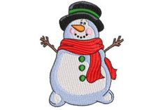 a snowman wearing a hat and scarf