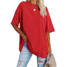 PRICES MAY VARY. cotton tunics or tops to wear with leggings summer tunics or tops to wear with leggings womens short sleeve tops womens oversized t shirt wide sleeve tops for women womens elbow sleeve tops t shirts for women oversized loose tops for women trendy oversized tunic tops for women oversized tshirts for women graphic tees oversized shirts for women gym long tops for women to wear with leggings linen tshirts shirts for women extra long t shirts for women women short sleeve tops women' Affordable Oversized Solid Color Blouse, Cheap Solid Color Shirt For Vacation, Cheap Red Camp Shirt With Relaxed Fit, Extra Long T Shirts For Women, Cheap Summer T-shirt With Batwing Sleeves, Cheap Oversized Casual Tops, Cheap Oversized Blouse For Daywear, Cheap Red Shirt For Day Out, Cheap Oversized Shirt For Spring