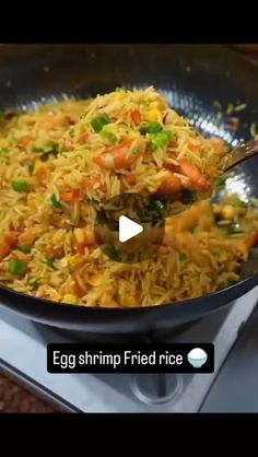 an egg shrimp fried rice recipe in a skillet