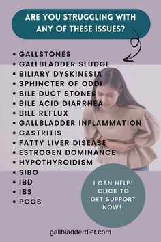 If you're struggling with any of the above issues, I can help you! I offer one-on-one consultations to cater to your exact needs. Whether you have a gallbladder or don't, I will support you on your ultimate health journey to be pain and symptom-free for good! Click on the link to get started Bile Reflux, Bile Duct