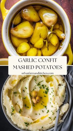 Garlic Confit Mashed Potatoes in a bowl. Confit Garlic, Mashed Potato Recipe, Garlic Confit, Salty Food, Healthy Potato Recipes, Meals Recipes, Garlic Mashed Potatoes, Urban Farm, Mashed Potato Recipes