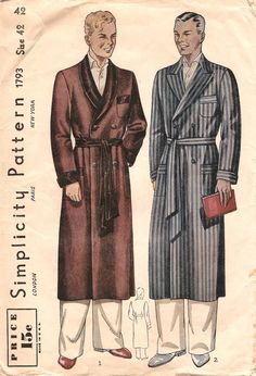 men 1930s Men, Mens Dressing Gown, Downton Abbey Fashion, Vintage Pajamas, Mens Fashion Illustration, Bathrobe Men, Men's Robes, Mens Sleepwear