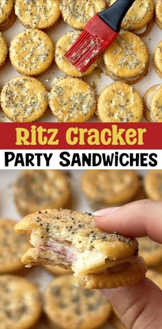 Easy snack recipe that kids will love. step by step  instructions included for this fun party food. Try these cracker sandwiches for your next birthday or pool party! Easy Snacks For Camping, Kids Finger Food Party, Sandwich Sides For Party, Camp Snacks For Kids, Snack Foods Easy, Freeze Cups, Mini Sandwiches For Parties, Ritz Cracker Party Sandwiches, Ritz Sandwiches