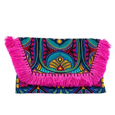 A boho style clutch bag, sustainably made by Thai Artisans that features an embroidered bird pattern, cotton lining and adorned with handmade multi colored fringe pom poms and bells. * Made in Thailand* Made following Fair Trade guidelines* 11'' Long x 8'' Tall Seafoam Color, Envelope Clutch Bag, Embroidered Bird, Bird Pattern, Bird Embroidery, Pink Tassel, Friendly Reminder, Ladies Clutch, Bird Patterns