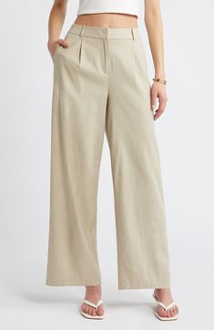 Open Edit Wide Leg Linen Blend Pants | Nordstrom Wide Leg Pants For Business Casual In Summer, Modern Wide Leg Pants For Summer Formal Occasions, Modern Wide Leg Pants For Summer Formal Events, Summer Wide Leg Pants For Business Casual, Modern Formal Wide Leg Pants For Summer, Spring Modern Wide Leg Pants, Classic Ankle-length Wide Leg Pants For Spring, Modern Ankle-length Wide Leg Pants For Spring, Formal Summer Wide Leg Pants