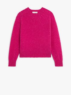 Fuchsia pink wool KENNEDI wool crew-neck jumper from MACKINTOSH featuring ribbed trim, crew neck and long sleeves. Classic Pink Fine Knit Sweater, Classic Fine Knit Pink Sweater, Fucsia Sweater, Fuschia Sweater, Pink Jumper, Crew Neck Jumper, Green Wool, Fuchsia Pink, Pink Sweater