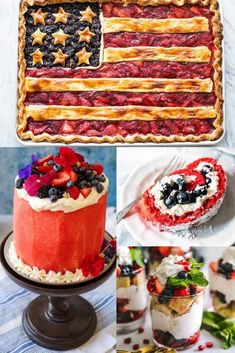 patriotic desserts and pastries are featured in this collage