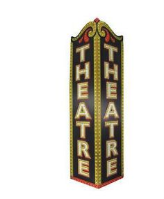 the theatre sign is on display against a white background