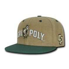 NCAA Cal Poly Mustangs University Constructed Heavy Jute Snapback Caps Hats-Campus-Wardrobe Cal Poly, Cal State, Baseball Snapback, Flexibility Training, Golf Club Sets, Snapback Caps, School Pride, Golf Fashion, Golf Swing