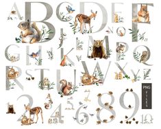 the letters and numbers are made up of animals