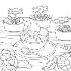 Aesthetic Food Coloring Pages, Love Coloring Pages, Hello Kitty Coloring, صفحات التلوين