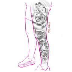 Tattoo Ideas Female Sleeve Template, Hourglass Leg Tattoo, Custom Tattoo Design Ideas, Calf Muscle Tattoo For Women, Leg Sleeve Tattoos Women, Hour Glass Tattoos For Women, Half Leg Sleeves For Females, Female Leg Sleeve Tattoo, Full Arm Sleeve Tattoos For Women