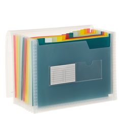 file folders with dividers on each side and labels attached to the front pocket