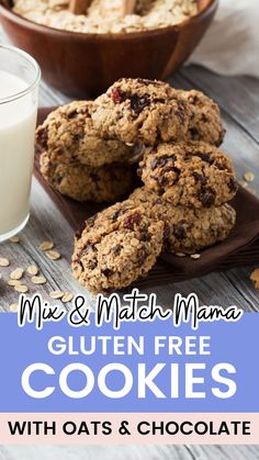 gluten free cookies with oats and chocolate are the perfect treat for breakfast