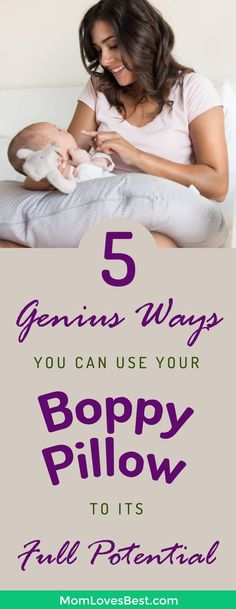 a woman breasting her baby in bed with the words 5 genius ways you can use your