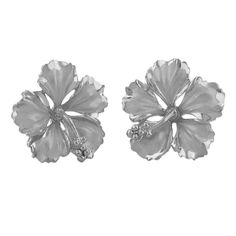 PRICES MAY VARY. Material: Rhodium plated 925 sterling silver Dimensions: The Hibiscus measures 5/8 inch (0.63 inch) tall and 5/8 inch (0.63 inch) wide. Post backing. Features: These earrings are textured with a delightful combination of high polish (around the edges) and sand finish (center of the flower) for a striking contrast. Large enough to be noticeable and can be dressed up or down. So beachy and oh-so-chic. Sentiment: Aloha is a greeting used in Hawaii but it can also be a state of mind Rough Gemstone Jewelry, Vintage Diamond Earrings, Vintage Drop Earrings, Silver Jewelry Earrings, Silver Jewelry Pendant, Black Jewelry, Earrings Stud, Sapphire Earrings, Pure Gold