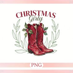 Cowboy Boots Png, Girly Png, Christmas Boots, Mugs Stickers, Aesthetic Shirts, Retro Christmas, Christmas Seasons, Etsy Account, Design Space