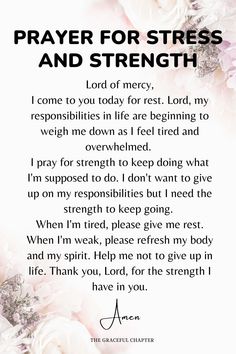 Prayer For Stressful Times, Prayers For Strength And Healing, The Graceful Chapter, Manifestation Prayer, Pray For Strength, Prayers Of Encouragement, Prayer For Guidance, Prayers For Strength, Prayer List