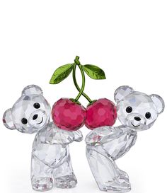 crystal figurines with cherries in the shape of bears holding two cherries