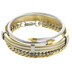 A perfect complement for your watch. Stand out with our stylish bangles, wear them on their own or combine them together! Stainless steel 3 bangles set Zirconia dots Suitable for wrist circumference up to 6.5” Luxury Stackable Metal Bracelets, Luxury Metal Stackable Bracelets, Luxury Stackable Chain Bangle Bracelet, Luxury Stackable Bangle Chain Bracelet, Modern Stackable Metal Bracelets, Modern Metal Stackable Bracelets, Trendy Stackable Bangle Jewelry, Modern Stackable Bangle Bracelets, Luxury Adjustable Stackable Bangle