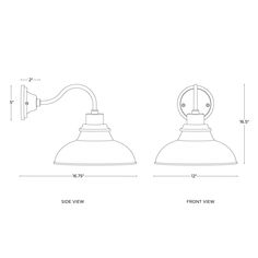 an image of two light fixtures with measurements