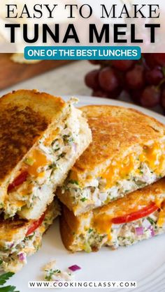 a grilled cheese sandwich cut in half on a white plate