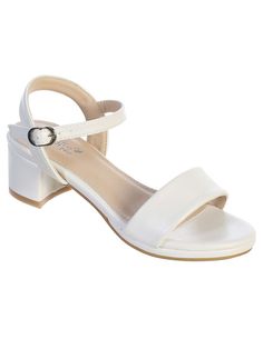 s132_3_3.jpg?0 Communion Shoes, First Communion Shoes, Kids Heels, White Block Heels, Baby Boy Tops, Color Block Heels, White Two Piece, Top Kids, White Heels