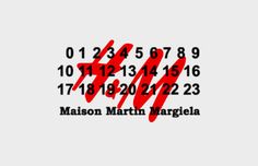 the logo for madison martin margiela, which is red and black with numbers on it