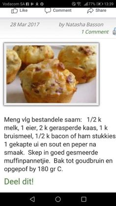 the recipe for muffins is displayed in this screenshote screen graber