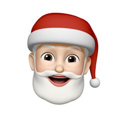 an animated santa claus head wearing a red and white hat with a smile on it's face