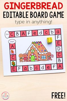 a gingerbread printable board game for kids to play