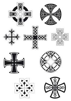 celtic cross designs in black and white, including the symbols for different types of crosses