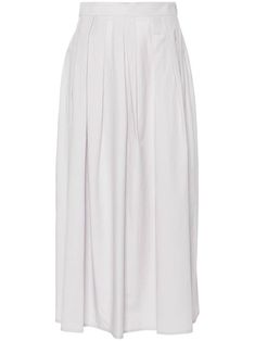 light grey cotton blend poplin texture fully pleated mid-calf length straight hem concealed side zip fastening Cotton Midi-length Pleated Skirt, Cotton Midi-length Pleated Skirt For Work, Cotton Pleated Midi Skirt For Work, Cotton Pleated Midi Maxi Skirt, Chic Cotton Midi-length Pleated Skirt, Elegant Cotton Midi Length Pleated Skirt, Voluminous Midi Pleated Skirt For Daywear, Cotton Midi Skirt, Latest Skirts